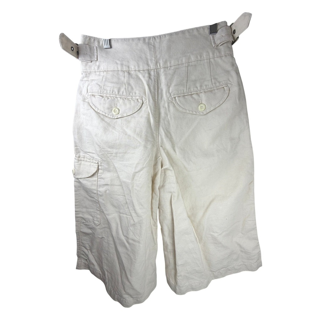 Banana Republic Explorer Culottes Linen Cargo Wide Leg High Rise Petite 0 Beige - Picture 3 of 12